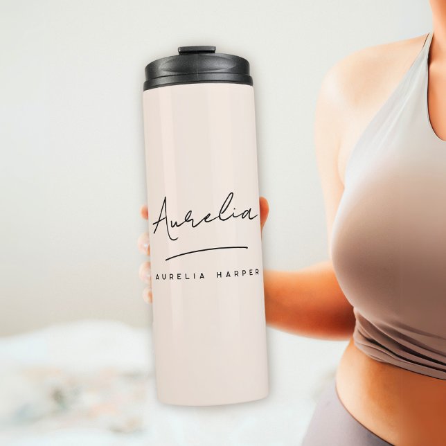 Monogram Neutral Modern Signature Minimalist Thermal Tumbler (Creator Uploaded)