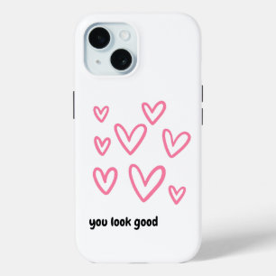Monogram Neutral Modern You Look Good Today iPhone 15 Case