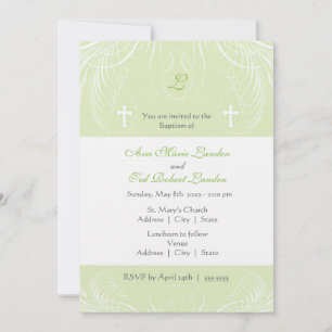 Monogram Neutral Twins Baptism Invitation