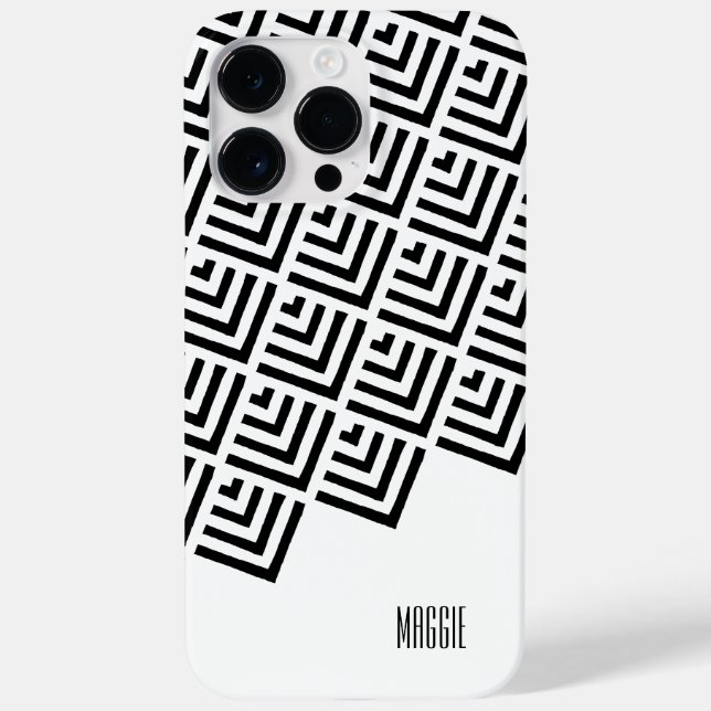 Monogram Never died classy black, white geometric Case-Mate iPhone Case (Back)