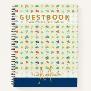 Monogram New Mother Advice Baby Shower Guest Book