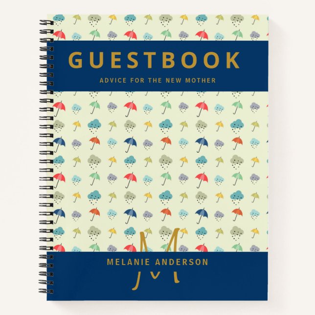 Monogram New Mother Advice Baby Shower Guest Book (Front)