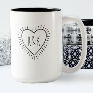Monogram Newlywed Heart Coffee Mug