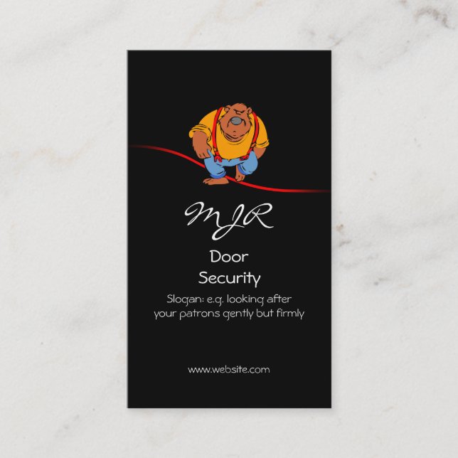 Monogram, Nightclub Door Security, red swoosh Business Card (Front)