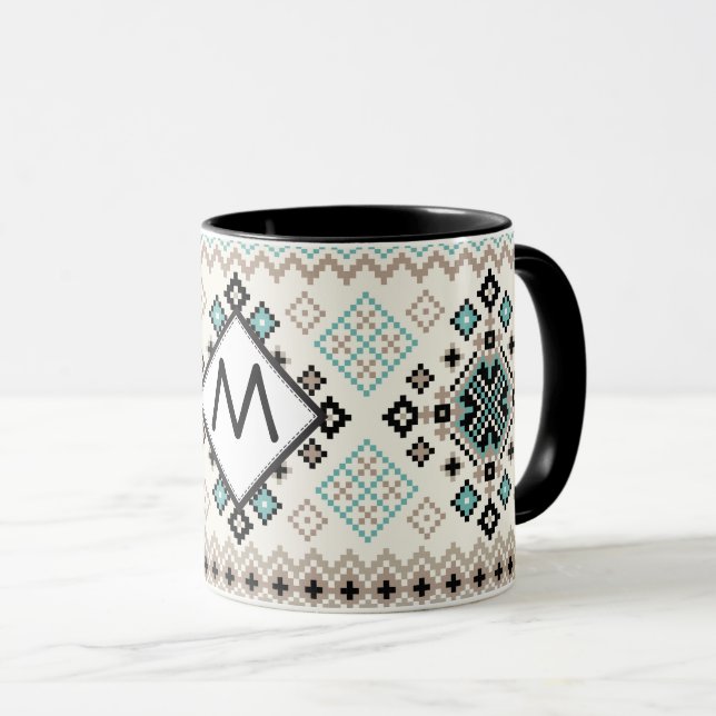 Monogram Nordic Cross Stitch Pattern Mug (Front Right)