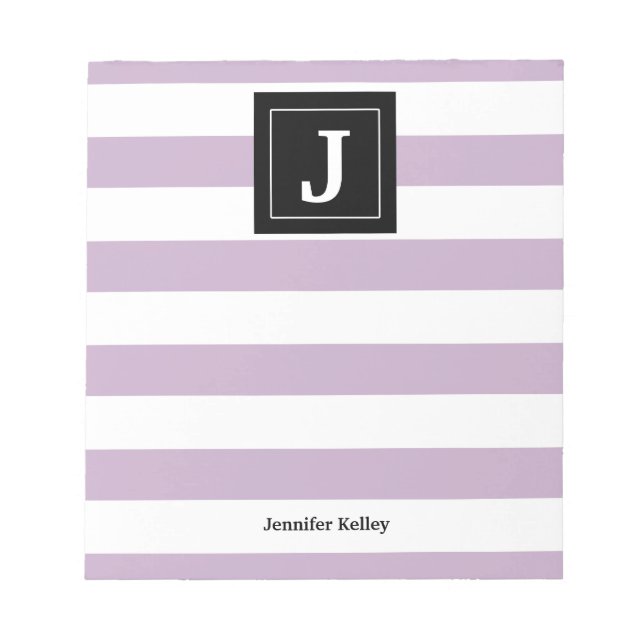 Monogram Notepad Purple Stripes, Black (Front)
