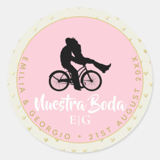Monogram Nuestra Boda Spanish Wedding Gift Favour Classic Round Sticker