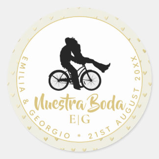 Monogram Nuestra Boda Spanish Wedding Gift Favour Classic Round Sticker