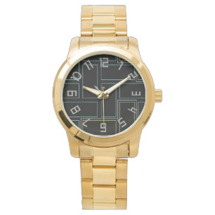 Monogram  Numbers Unisex Gold Watch