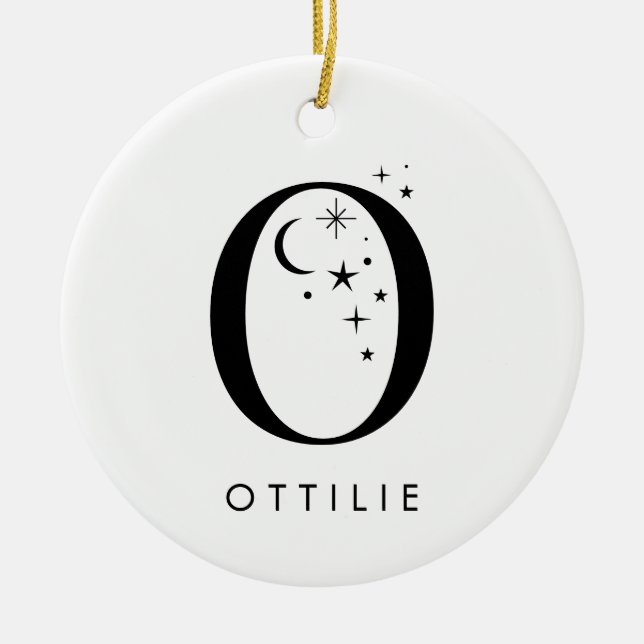 Monogram O Celestial Name  Ceramic Tree Decoration (Front)