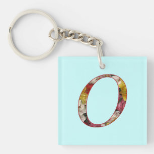 Monogram O Floral Design Keychain