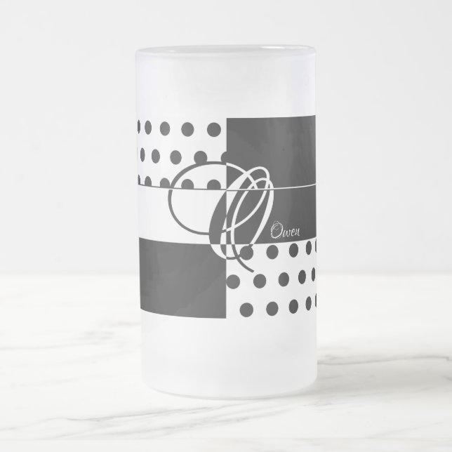 Monogram O Frosted Glass Beer Mug (Center)