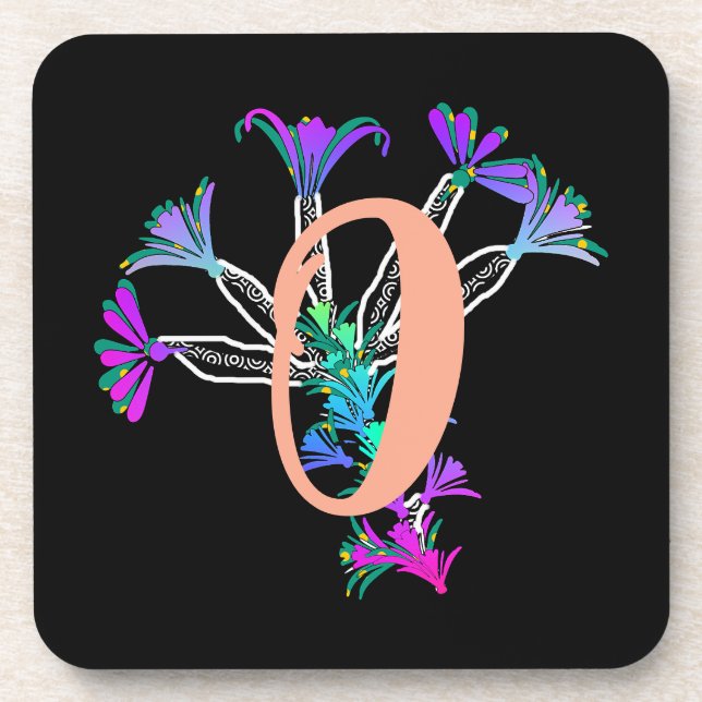 Monogram O Initial  Beverage Coaster (Front)