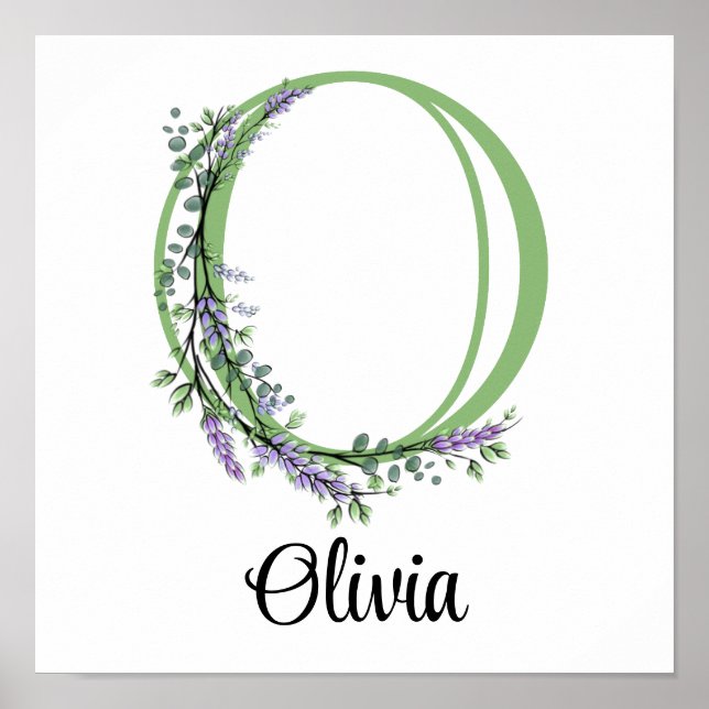 Monogram O Lavender Eucalyptus nursery  Poster (Front)