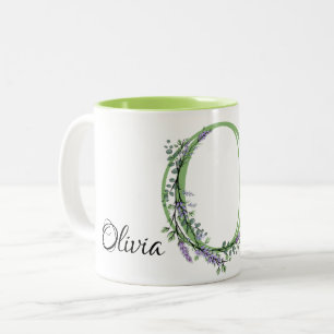 Monogram O Lavender Eucalyptus Two-Tone Coffee Mug