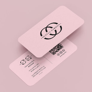 Monogram O Logo Elegant Aesthetic Pastel Pink Business Card