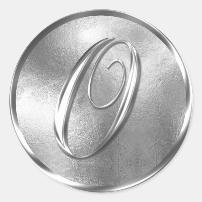 Monogram O NONMETALLIC Silver Envelope Seal (Front)