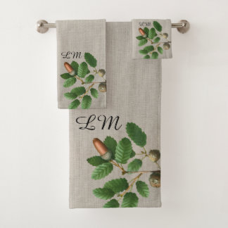 Monogram Oak Leaves Bath Towel Set