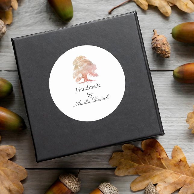 Monogram Oak Tree Handmade by Rectangular Sticker (Creator Uploaded)