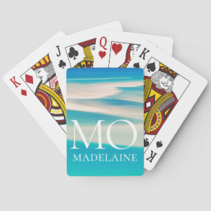 Monogram Ocean Beach White Blue Personal Playing Cards