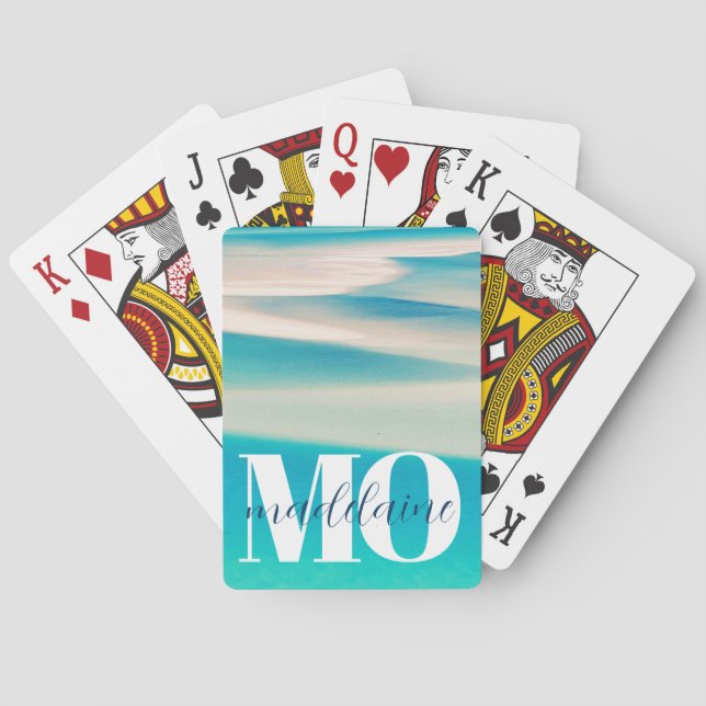  Monogram Ocean Beach White Blue Personal  Playing Cards (Back)