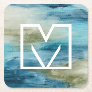 Monogram   Ocean Flow II Square Paper Coaster