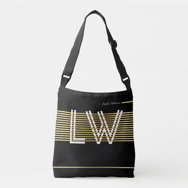 monogram of interlaced golden lines style crossbody bag (Front)