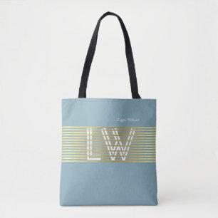monogram of interlaced golden lines tote bag