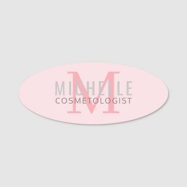 Monogram Office - Pale Pink Name Tag (Front)