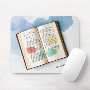 Monogram old book illustration Watercolor Mouse Mat