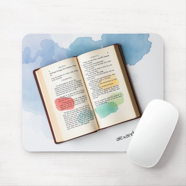 Monogram old book illustration Watercolor Mouse Mat (With Mouse)