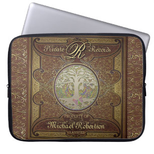 Monogram Old Leather Book Look Laptop Sleeve