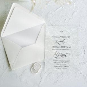 Monogram Old Money Black and White Wedding Acrylic Invitations