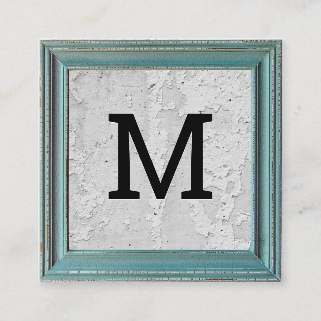Monogram | Old Weathered Frame | Textured Wall Square Business Card (Front)