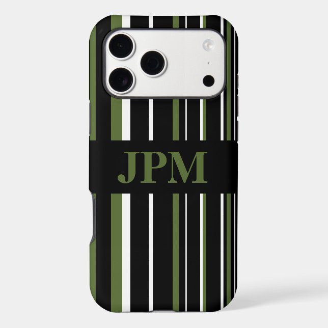 Monogram Olive Green, Black Barcode Stripe (Back)