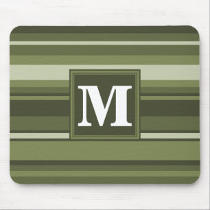 Monogram olive green stripes mouse mat