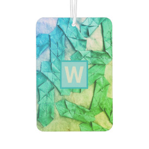 Monogram ombre abstract pattern blue cyan green car air freshener