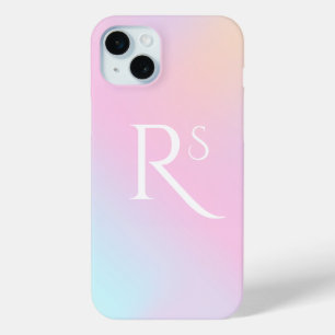 Monogram Ombre Holographic Pink Girly Personalised iPhone 15 Mini Case