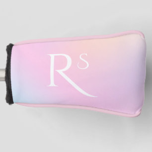 Monogram Ombre Holographic Pink Girly Personalised Golf Head Cover