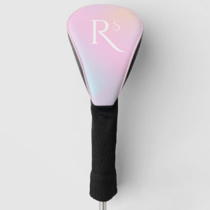 Monogram Ombre Holographic Pink Girly Personalised Golf Head Cover
