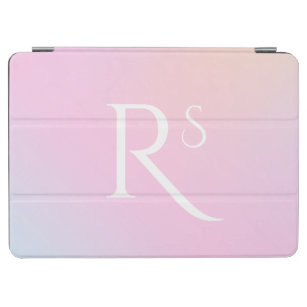 Monogram Ombre Holographic Pink Girly Personalized iPad Air Cover
