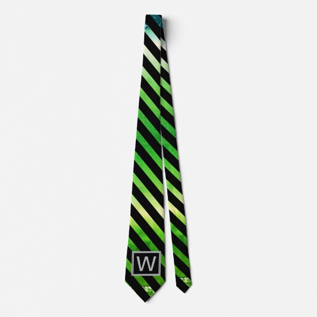 Monogram Ombre Yellow Blue Green Tie (Front)