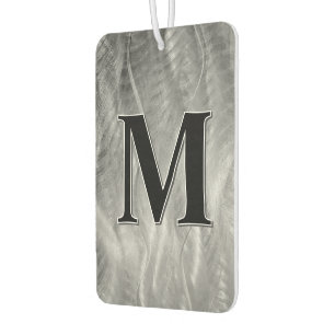 Monogram On Abstract Silver Brushed Metal Car Air Freshener