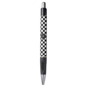 Monogram on Black and White Chess Pattern