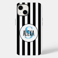 Monogram On Black And White Stripes