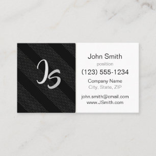 Monogram on Black Geometric trendy pattern Business Card