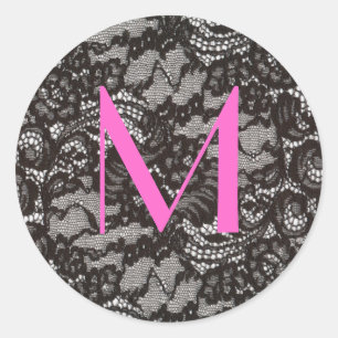Monogram on Black Lace sticker