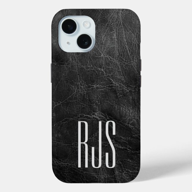 Monogram On Black Leather Case-Mate iPhone Case (Back)