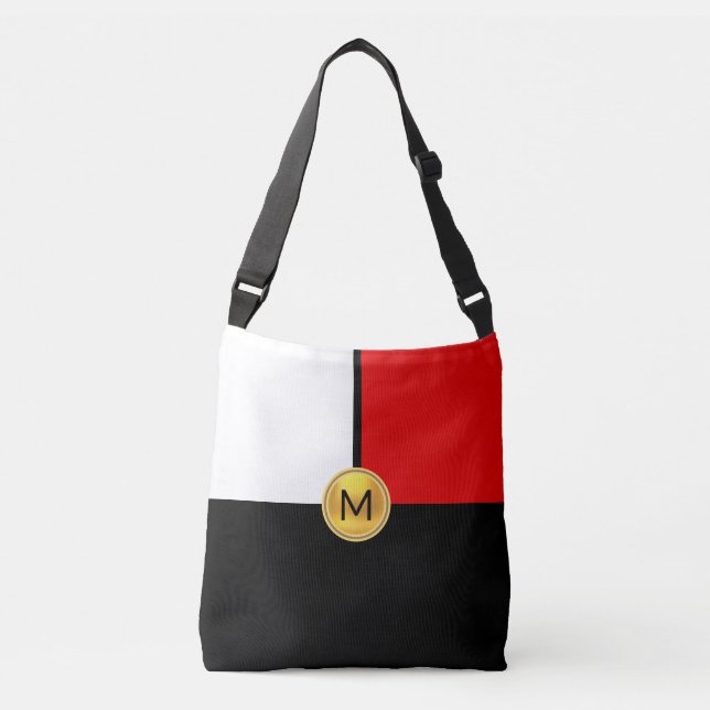 Monogram on Black, Red and White Crossbody Bag (Front)