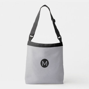 Monogram on Black & Silver Grey Striped Crossbody Bag
